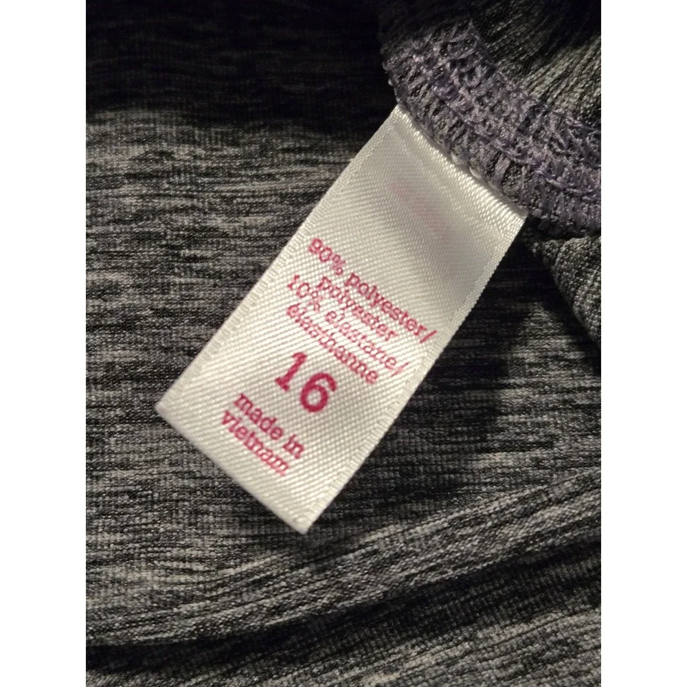 Justice Girls 16 Gray Space Dye Quarter Zip Long Sleeve‎ Thumbholes Active Top